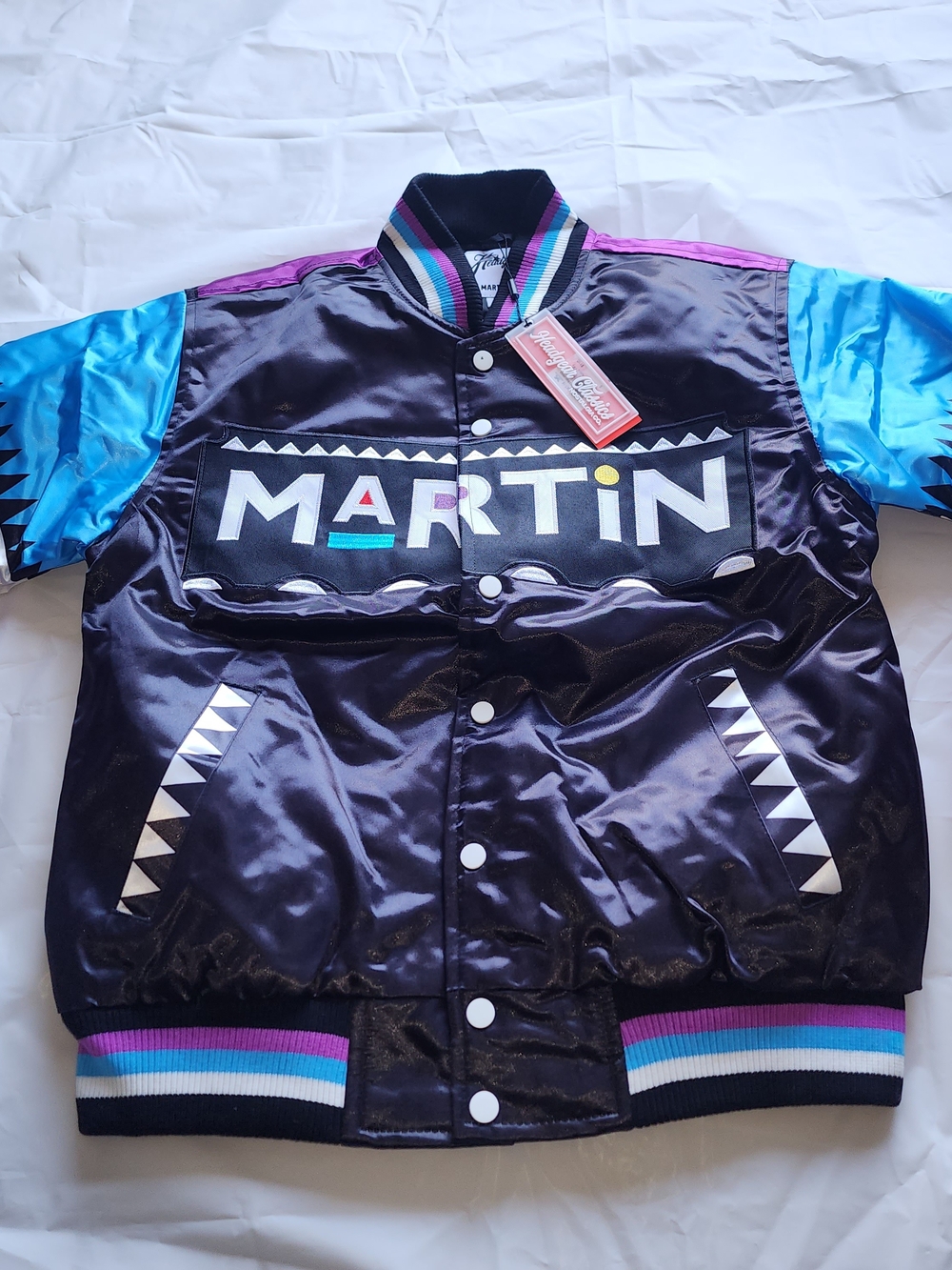 HEATHER CLASSICS MEN'S MARTIN DAMN GINA SATIN JACKET BLACK/PURPLE SIZE SMALL NWT - Picture 1 of 14